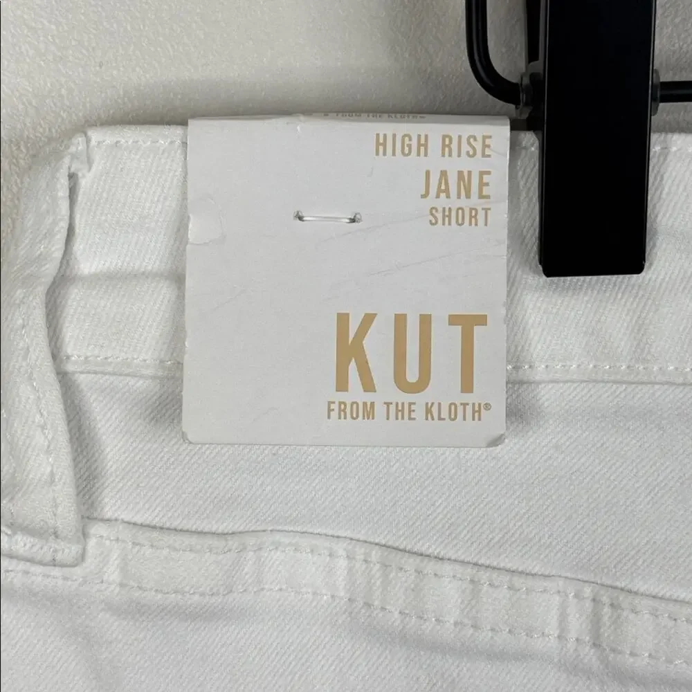 Kut from the Kloth Jane High Rise White Jean Shorts Size 12 NWT Stretch Denim